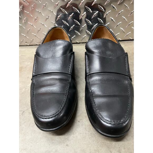 Gucci - Black Leather Web Slip On Loafers / 7.5 M - Picture 3 of 12